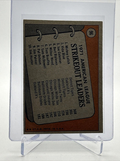 1972 Topps 1971 A.L. Strikeout Leaders Card #96 VG-EX Quality #2 FREE SHIPPING