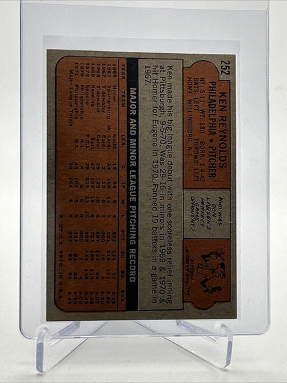 1972 Topps Ken Reynolds Baseball Card #252 EX Quality #2 FREE SHIPPING