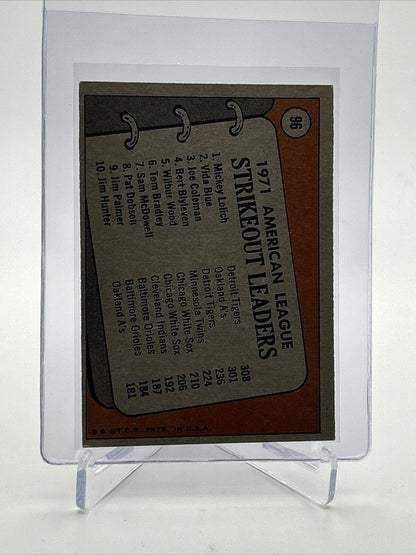 1972 Topps 1971 A.L. Strikeout Leaders Card #96 VG-EX Quality FREE SHIPPING