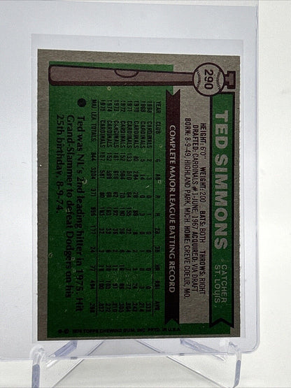 1976 Topps Ted Simmons Baseball Card #290 VG Quality #8 FREE SHIPPING