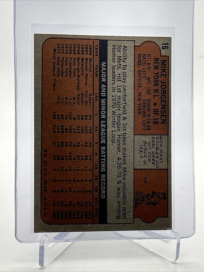 1972 Topps Mike Jorgensen Baseball Card #16 VG-EX Quality #2 FREE SHIPPING