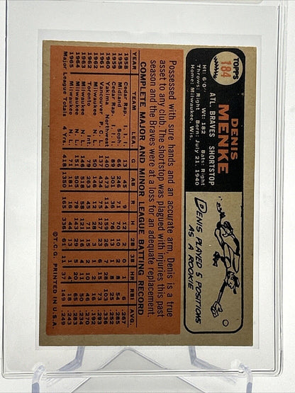 1966 Topps Denis Menke Baseball Card #184 VG Quality #3 FREE SHIPPING