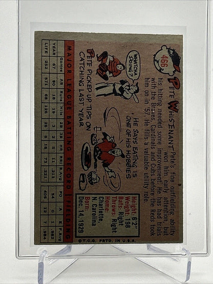 1958 Topps Pete Whisenant Baseball Card #466 VG Quality FREE SHIPPING