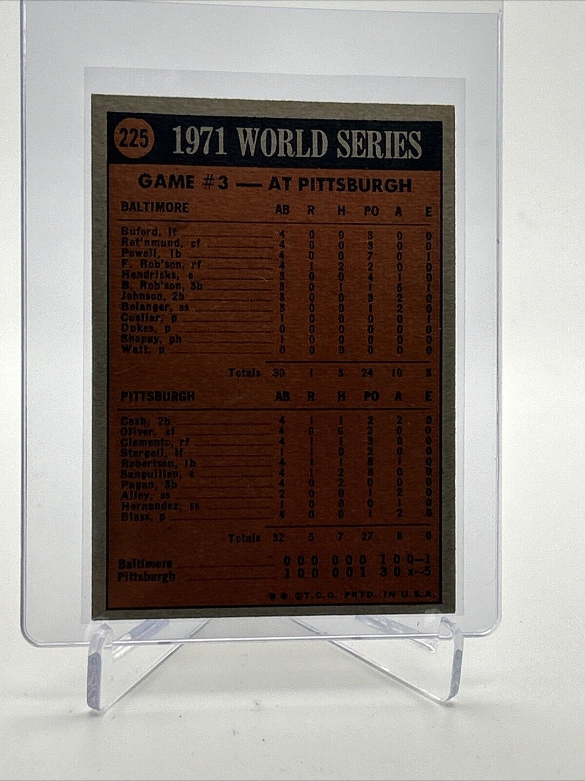 1972 Topps 1971 World Series Game No. 3 Card #225 EX Quality #2 FREE SHIPPING