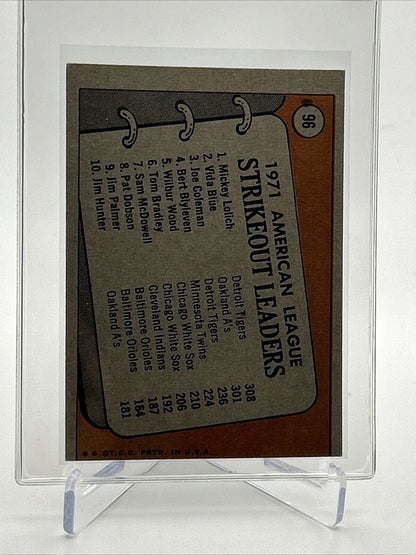 1972 Topps 1971 A.L. Strikeout Leaders Card #96 VG Quality FREE SHIPPING
