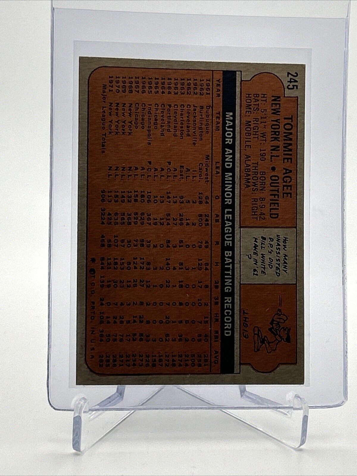 1972 Topps Tommie Agee Baseball Card #245 VG-EX Quality #2 FREE SHIPPING