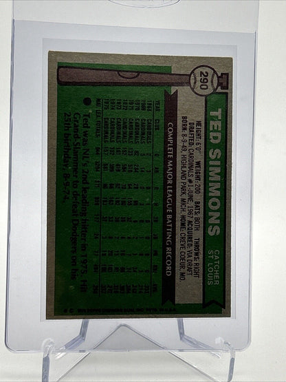 1976 Topps Ted Simmons Baseball Card #290 VG Quality #5 FREE SHIPPING