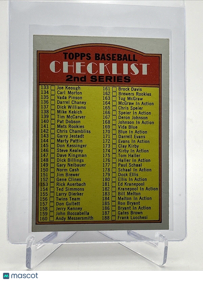 1972 Topps 2nd Series Checklist: 133-263 #103 VG-EX Quality #2 FREE SHIPPING