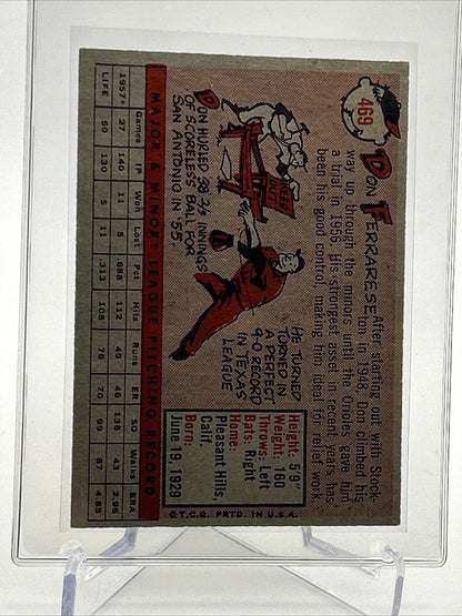 1958 Topps Don Ferrarese Baseball Card #469 EX-MT Quality #4 FREE SHIPPING