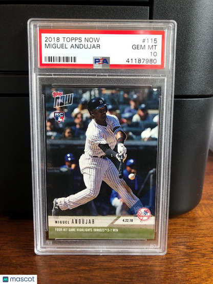2018 Topps Now Miguel Andujar Yankees Rookie Card #115 PSA 10 Gem Mint