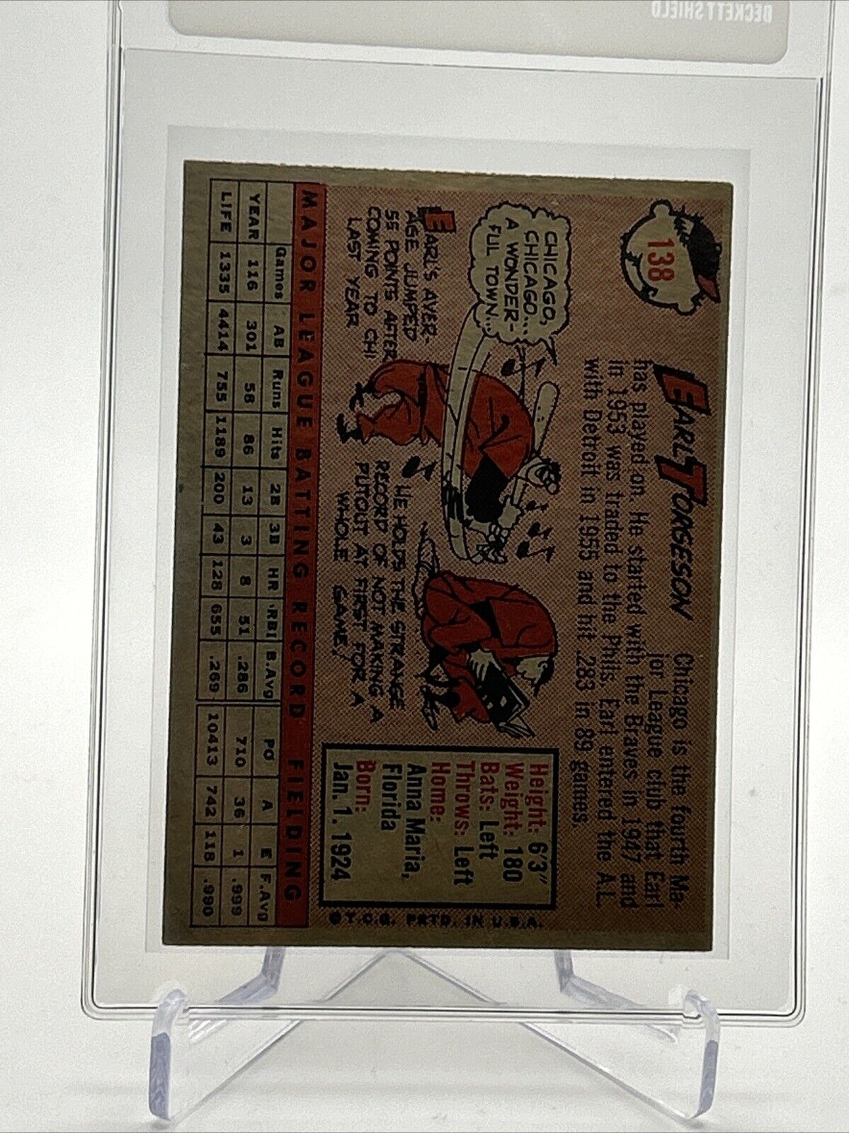 1958 Topps Earl Torgeson Baseball Card #138 EX-MT Quality FREE SHIPPING