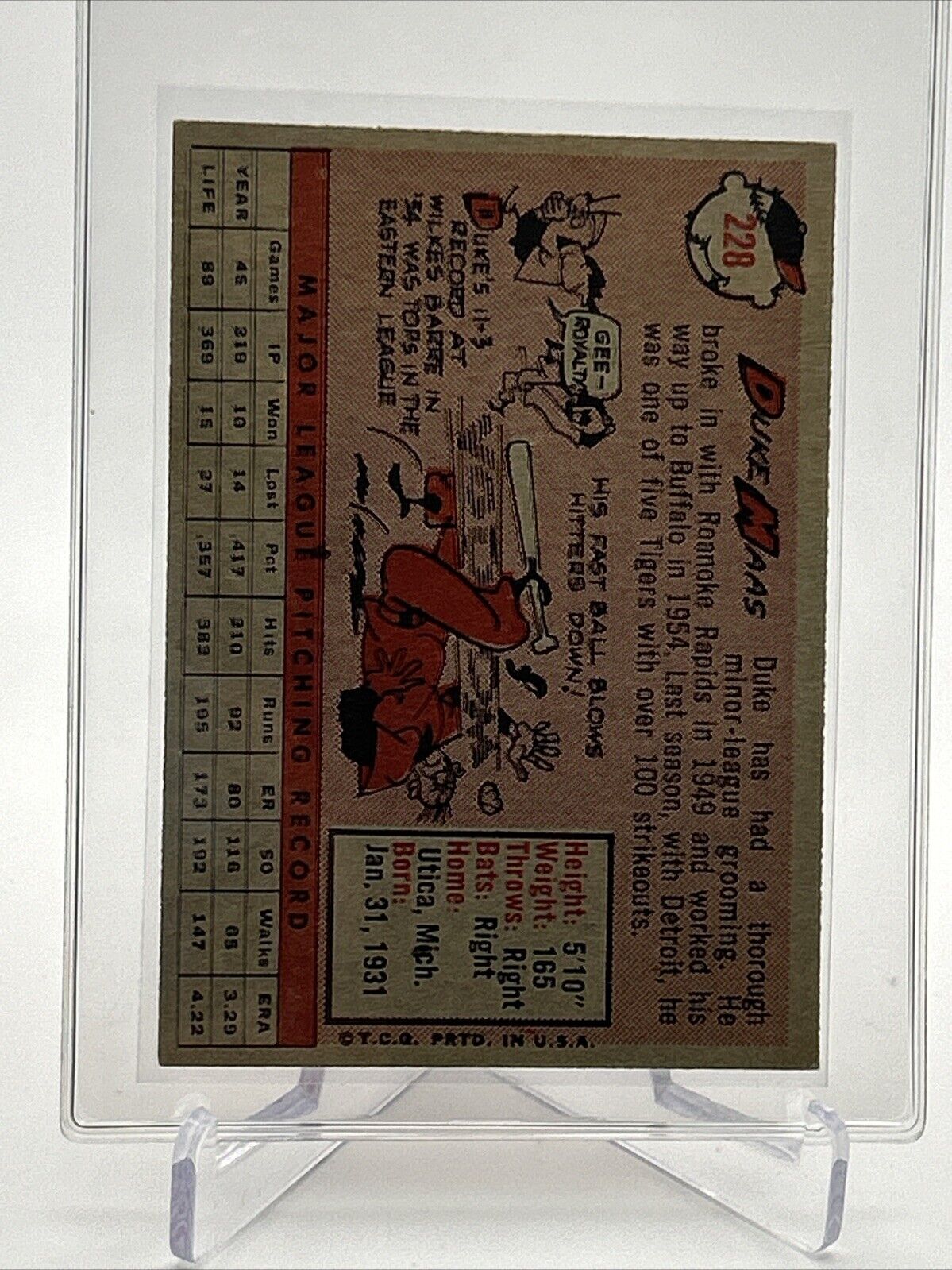 1958 Topps Duke Maas Baseball Card #228 EX-MT Quality #2 FREE SHIPPING