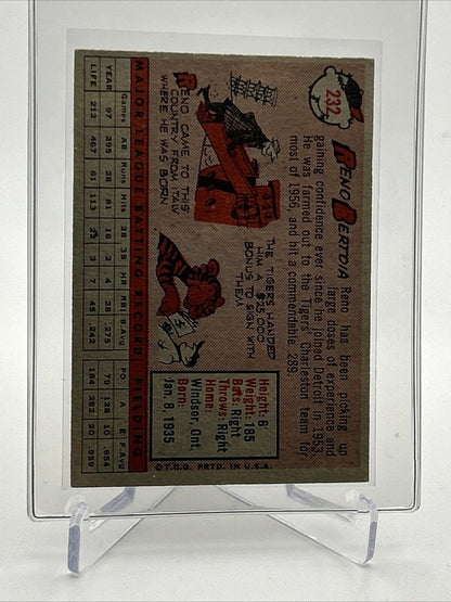 1958 Topps Reno Bertoia Baseball Card #232 EX-MT Quality #2 FREE SHIPPING