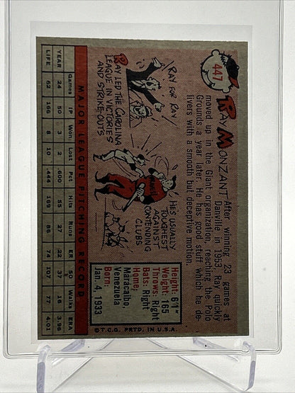 1958 Topps Ray Monzant Baseball Card #447 EX-MT Quality #2 FREE SHIPPING