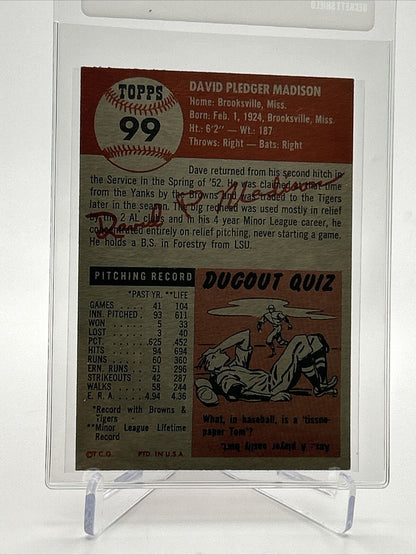 1953 Topps Dave Madison Baseball Card #99 EX Quality FREE SHIPPING