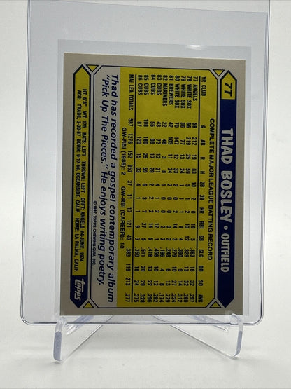 1987 Topps Traded TIFFANY Thad Bosley Baseball Card #7T Mint FREE SHIPPING