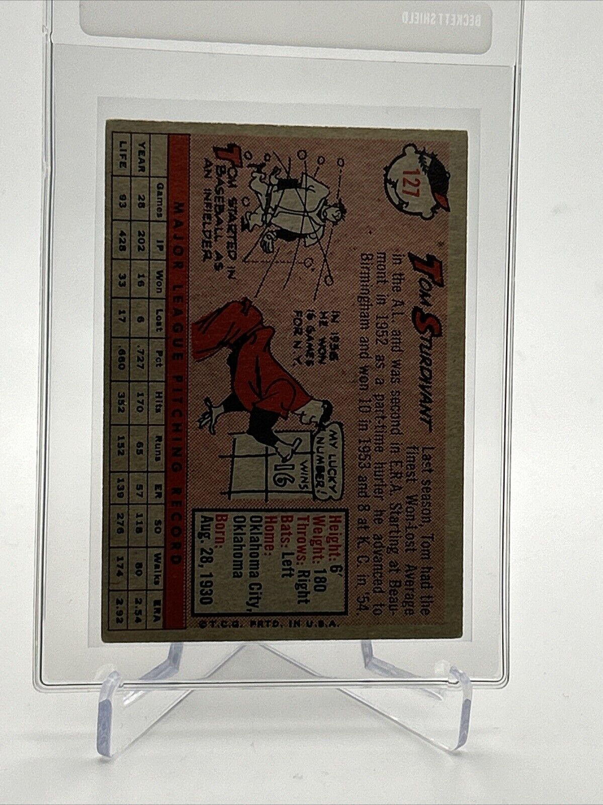 1958 Topps Tom Sturdivant Baseball Card #127 EX-MT Quality FREE SHIPPING