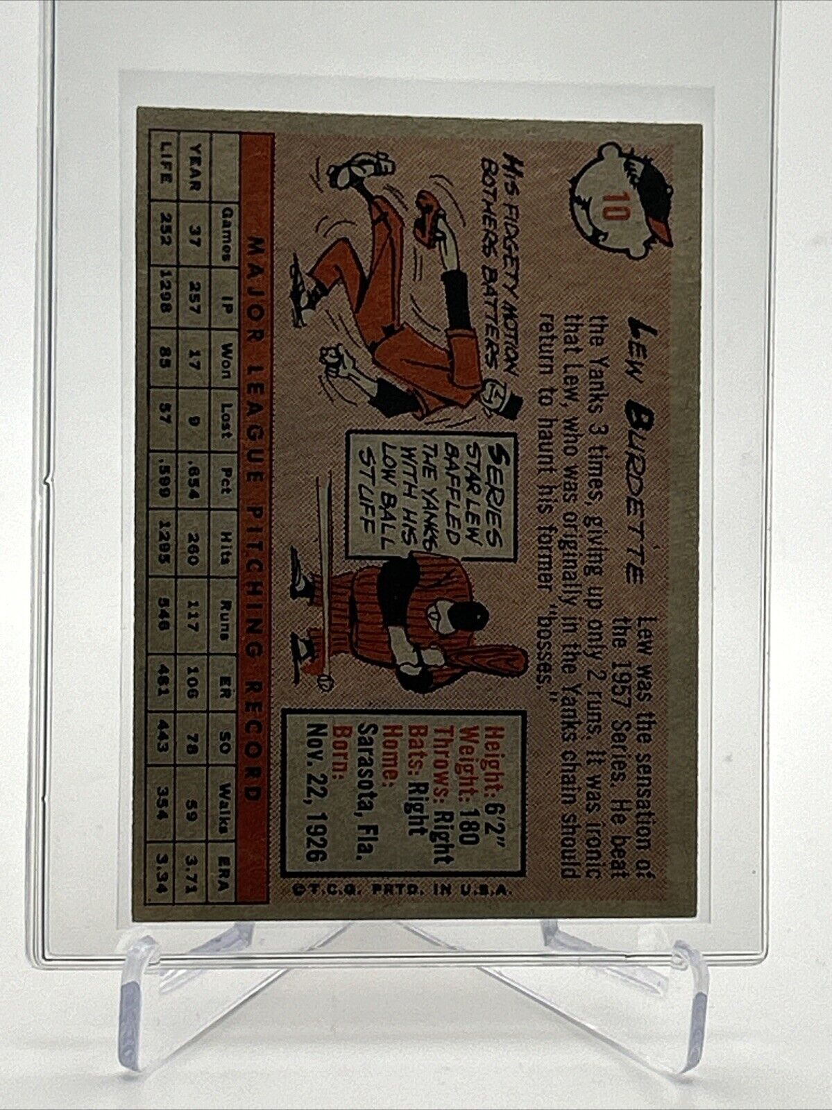 1958 Topps Lou Burdette Baseball Card #10 EX-MT Quality FREE SHIPPING