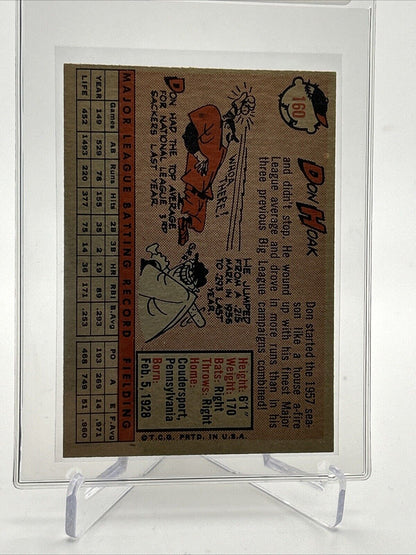 1958 Topps Don Hoak Baseball Card #160 EX-MT Quality #2 FREE SHIPPING