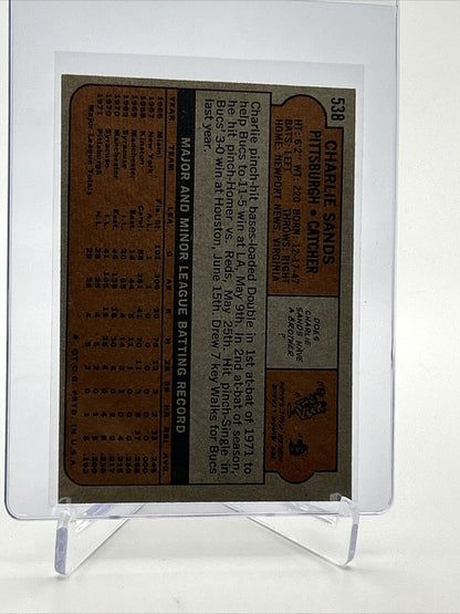 1972 Topps Charlie Sands Rookie Baseball Card #538 EX Quality FREE SHIPPING