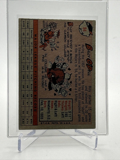 1958 Topps Billy O'Dell Baseball Card #84 EX-MT Quality FREE SHIPPING