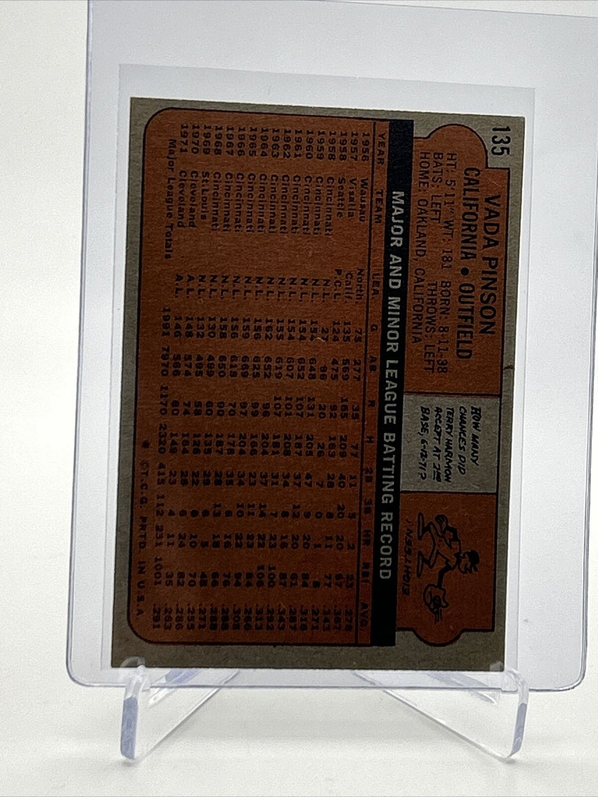 1972 Topps Vada Pinson Baseball Card #135 VG-EX Quality FREE SHIPPING