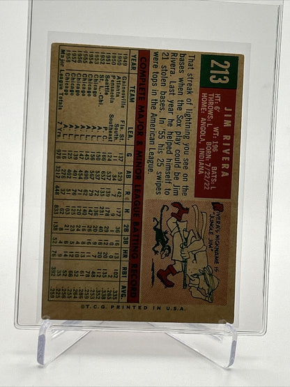 1959 Topps Jim Rivera White Back Baseball Card #213 VG Quality FREE SHIPPING