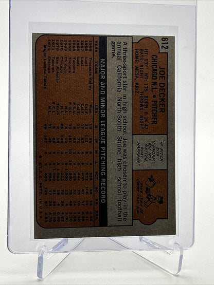 1972 Topps Joe Decker Baseball Card #612 VG-EX Quality FREE SHIPPING