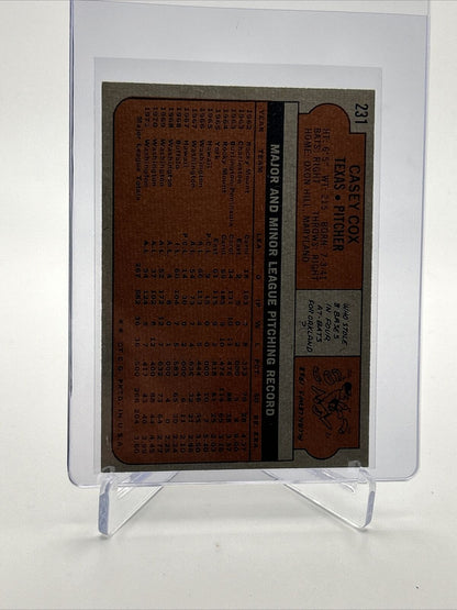 1972 Topps Casey Cox Baseball Card #231 VG-EX Quality FREE SHIPPING