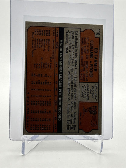 1972 Topps Ed Farmer Rookie Baseball Card #116 EX Quality FREE SHIPPING