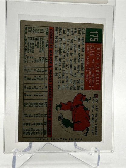 1959 Topps Dick Farrell Baseball Card #175 EX Quality FREE SHIPPING