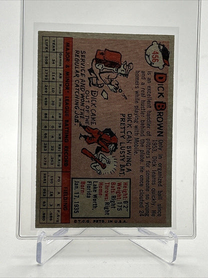 1958 Topps Dick Brown Rookie Baseball Card #456 EX-MT Quality #3 FREE SHIPPING