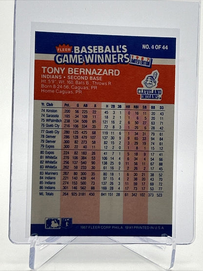 1987 Fleer Baseball's Game Winners Tony Bernazard #4 Mint FREE SHIPPING
