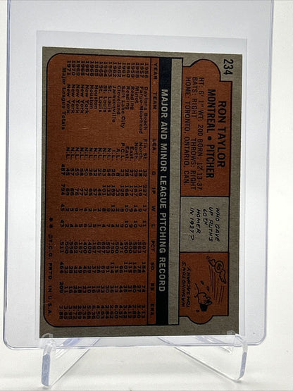 1972 Topps Ron Taylor Baseball Card #234 VG-EX Quality FREE SHIPPING