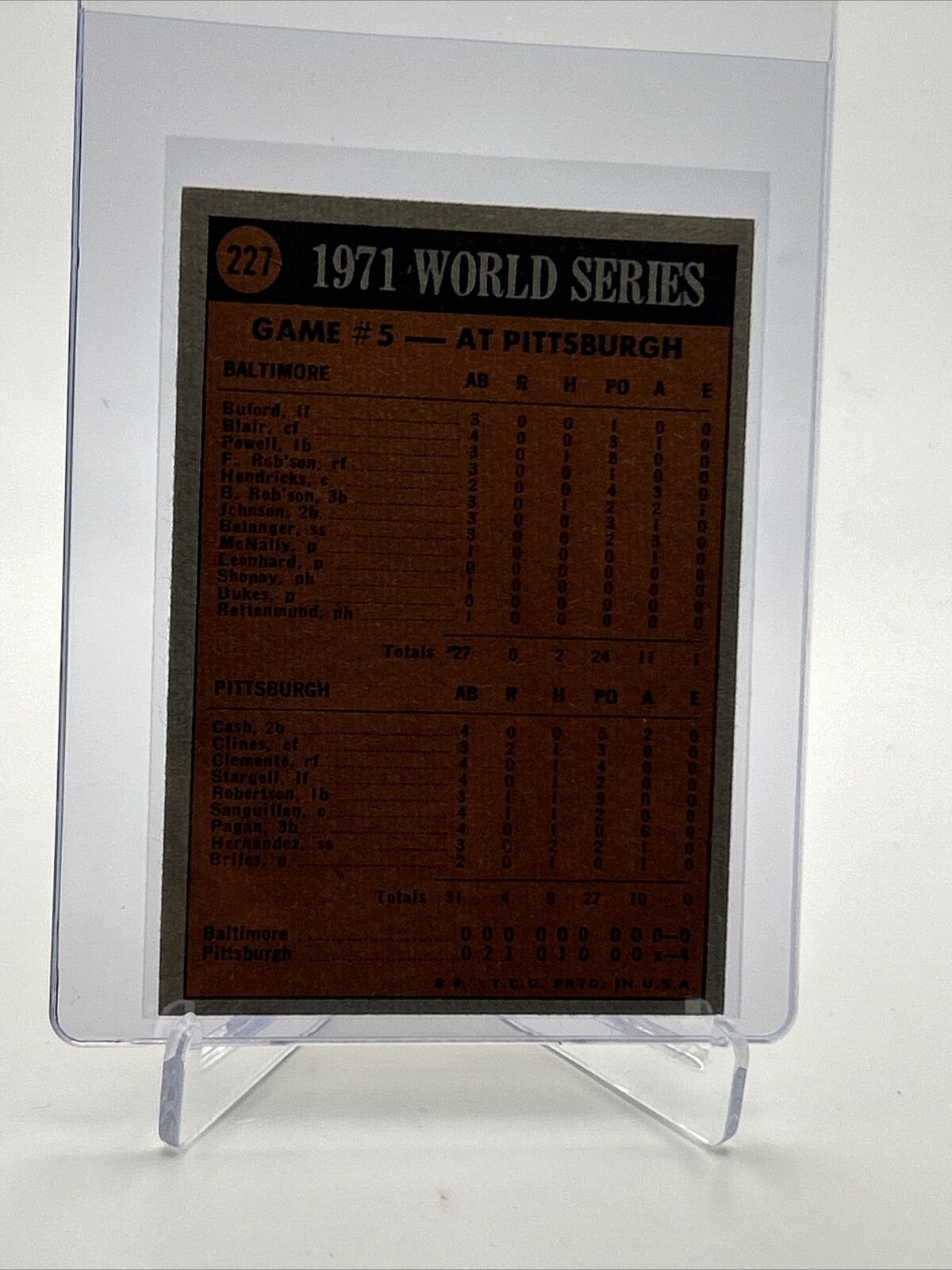 1972 Topps 1971 World Series Game No. 5 Card #227 VG-EX Quality FREE SHIPPING