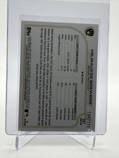 2022 Topps HOBBY FOILBOARD Milwaukee Brewers Card #597 /390 FREE SHIPPING