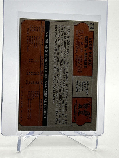 1972 Topps Eddie Kasko Baseball Card #218 VG-EX Quality FREE SHIPPING