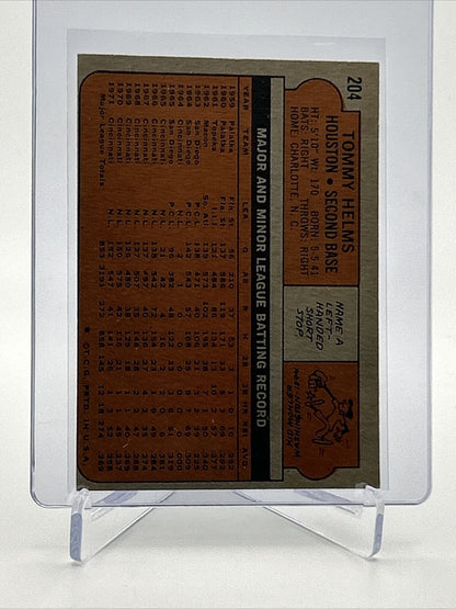 1972 Topps Tommy Helms Baseball Card #204 VG-EX Quality FREE SHIPPING