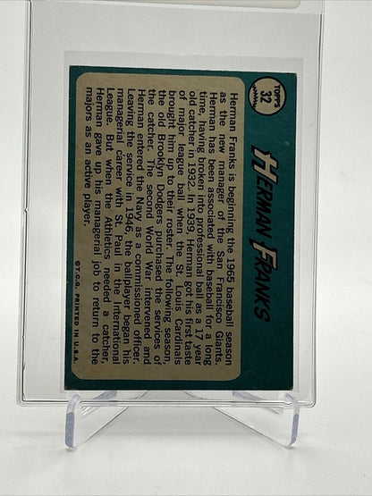 1965 Topps Herman Franks Baseball Card #32 EX Quality FREE SHIPPING