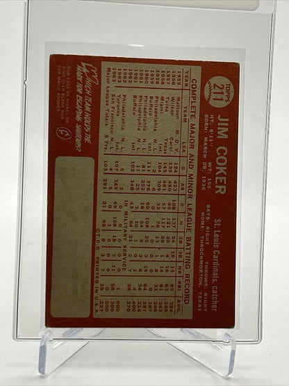 1964 Topps Jim Coker Baseball Card #211 VG Quality FREE SHIPPING