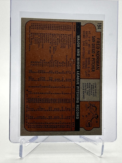 1972 Topps Fred Norman Baseball Card #194 EX Quality FREE SHIPPING