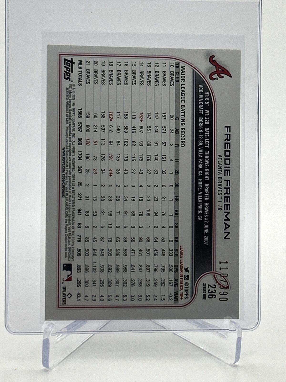 2022 Topps HOBBY FOILBOARD Freddie Freeman Baseball Card #236 /390 FREE SHIPPING