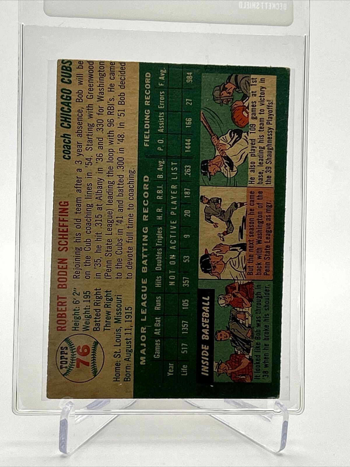 1954 Topps Bob Scheffing Baseball Card #76 EX Quality FREE SHIPPING