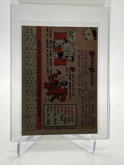 1958 Topps George Zuverink Baseball Card #6 EX-MT Quality #2 FREE SHIPPING