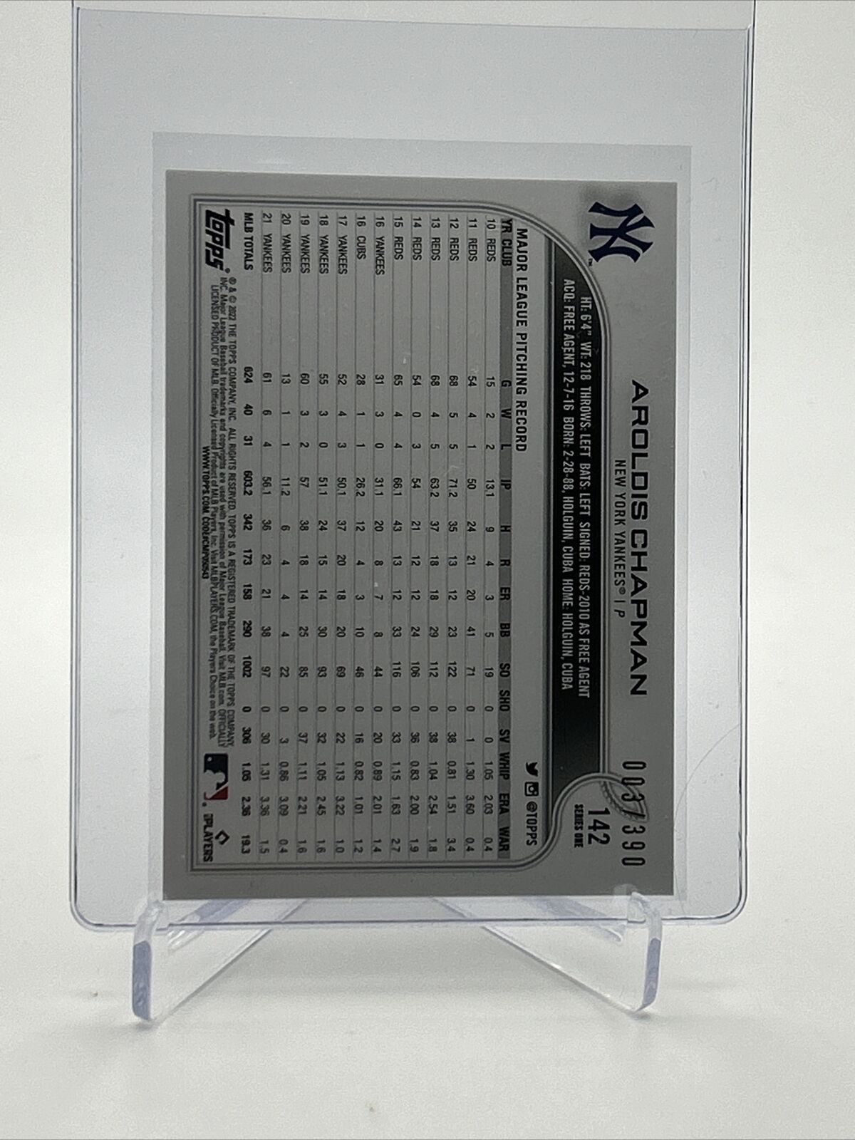 2022 Topps HOBBY FOILBOARD Aroldis Chapman Baseball Card #142 /390 FREE SHIPPING
