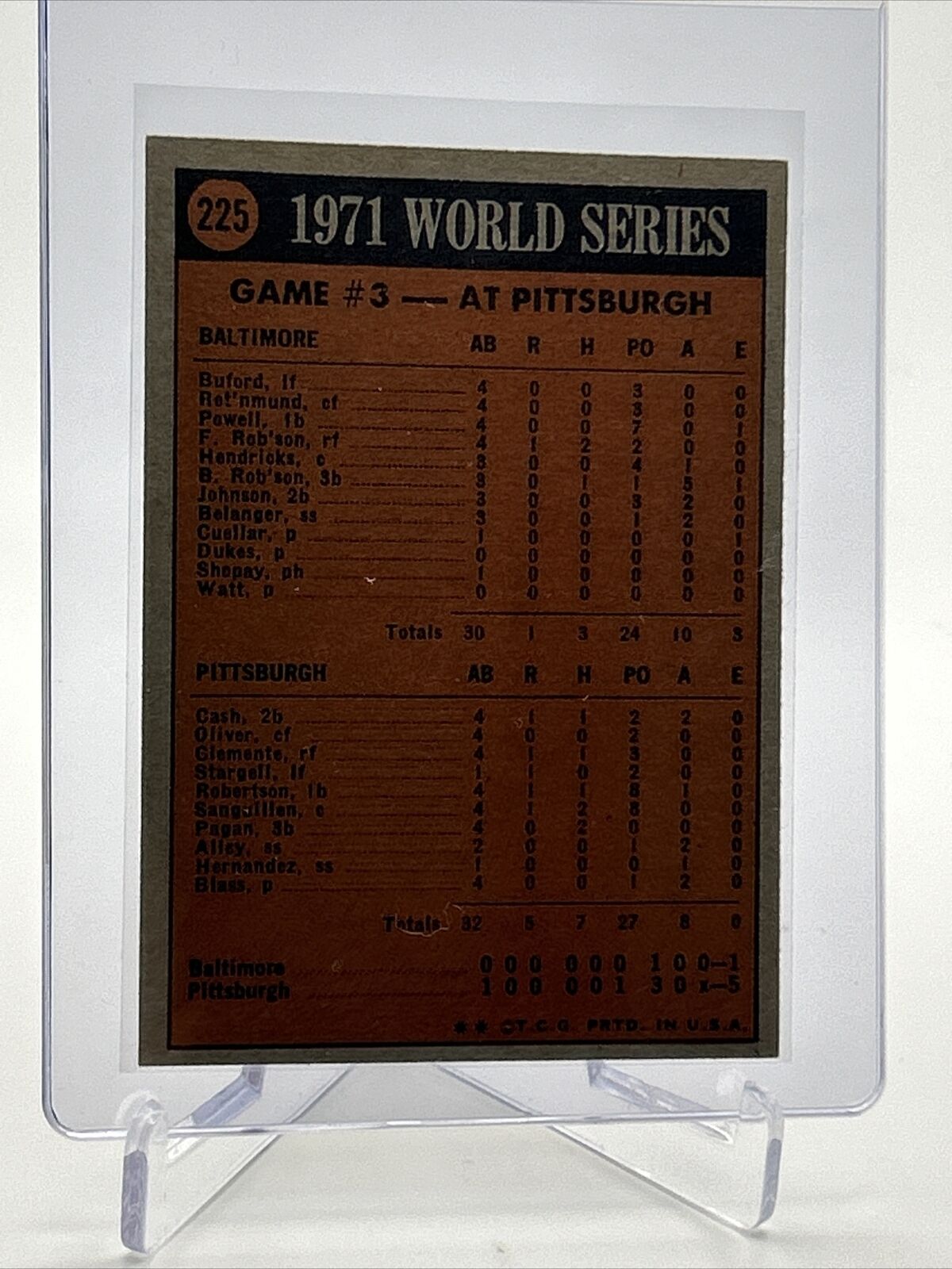 1972 Topps 1971 World Series Game No. 3 Card #225 EX Quality FREE SHIPPING