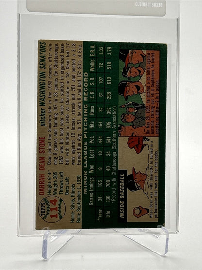 1954 Topps Dean Stone Baseball Card #114 VG-EX Quality FREE SHIPPING