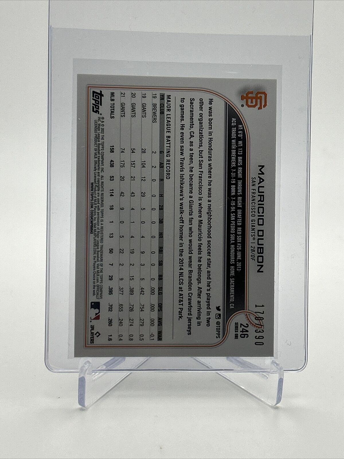 2022 Topps HOBBY FOILBOARD Mauricio Dubon Baseball Card #246 /390 FREE SHIPPING