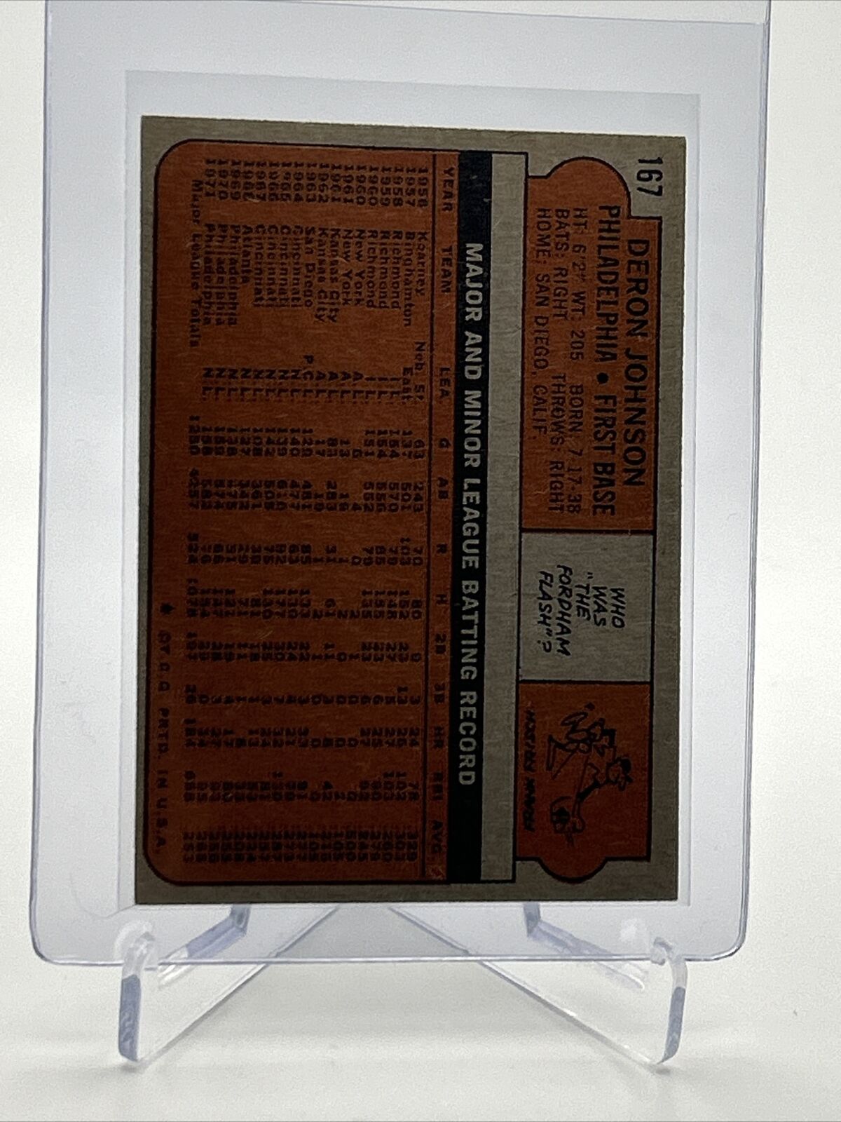 1972 Topps Deron Johnson Baseball Card #167 VG-EX Quality FREE SHIPPING
