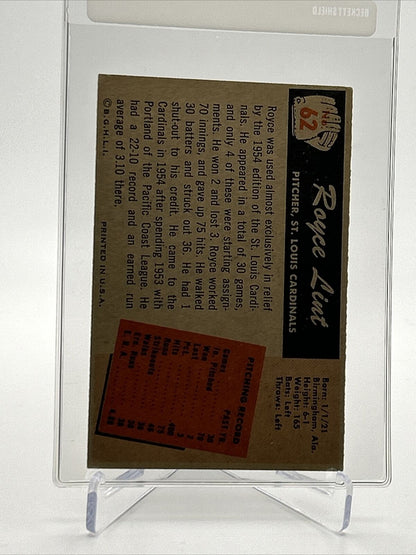 1955 Bowman Royce Lint Baseball Card #62 VG-EX Quality FREE SHIPPING